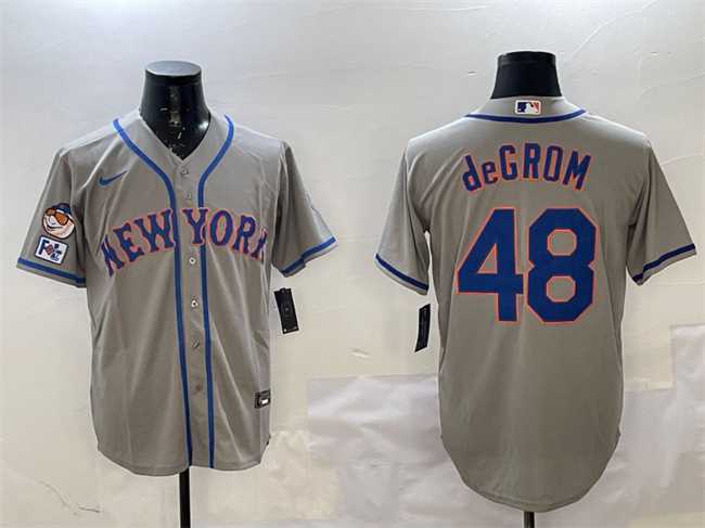 Men%27s New York Mets #48 Jacob DeGrom Grey 2025 Spring Training Cool Base Stitched Jersey->new york mets->MLB Jersey